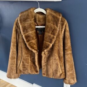 Elegant Brown Faux Fur Jacket